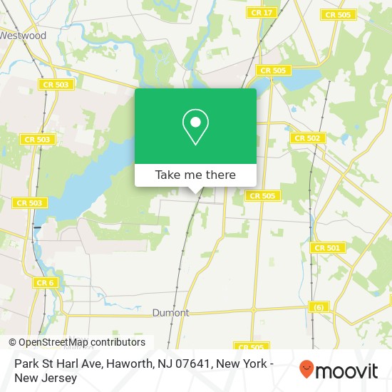 Mapa de Park St Harl Ave, Haworth, NJ 07641