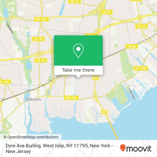 Mapa de Dyre Ave Burling, West Islip, NY 11795