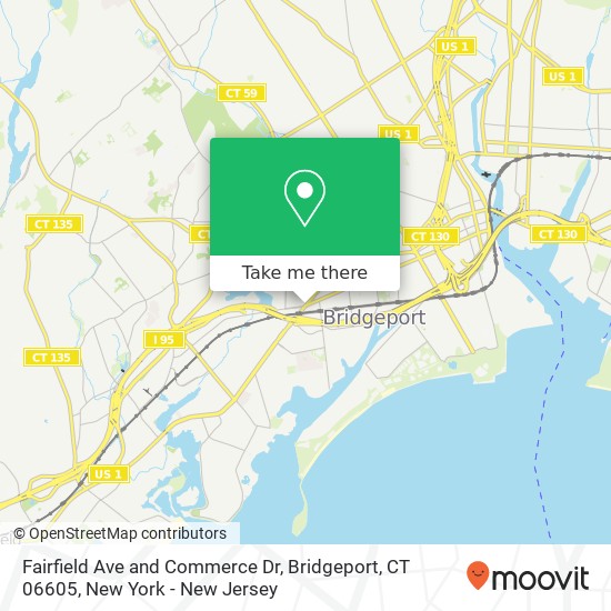 Mapa de Fairfield Ave and Commerce Dr, Bridgeport, CT 06605
