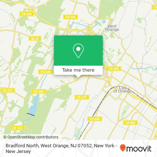 Mapa de Bradford North, West Orange, NJ 07052