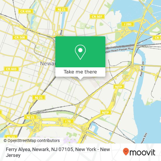 Mapa de Ferry Alyea, Newark, NJ 07105