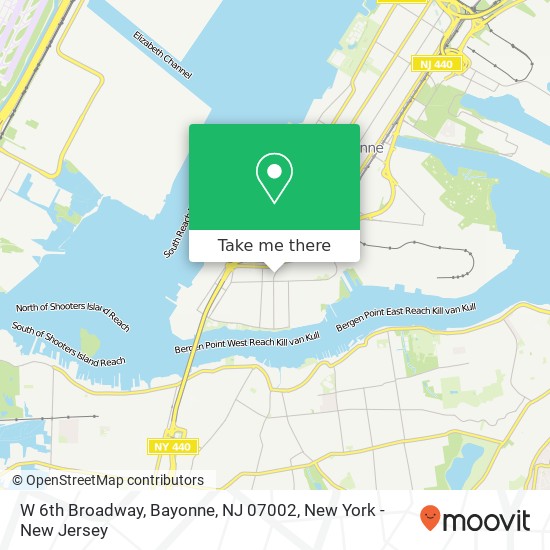 Mapa de W 6th Broadway, Bayonne, NJ 07002