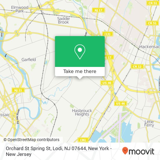 Mapa de Orchard St Spring St, Lodi, NJ 07644