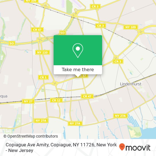 Mapa de Copiague Ave Amity, Copiague, NY 11726