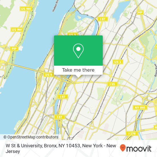 W St & University, Bronx, NY 10453 map