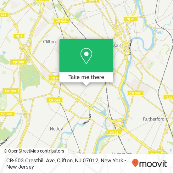 CR-603 Cresthill Ave, Clifton, NJ 07012 map