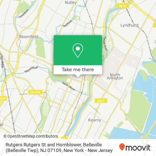 Rutgers Rutgers St and Hornblower, Belleville (Belleville Twp), NJ 07109 map