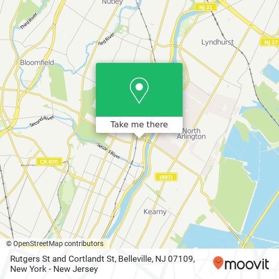 Mapa de Rutgers St and Cortlandt St, Belleville, NJ 07109