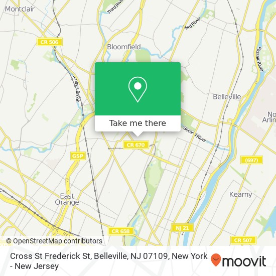 Mapa de Cross St Frederick St, Belleville, NJ 07109