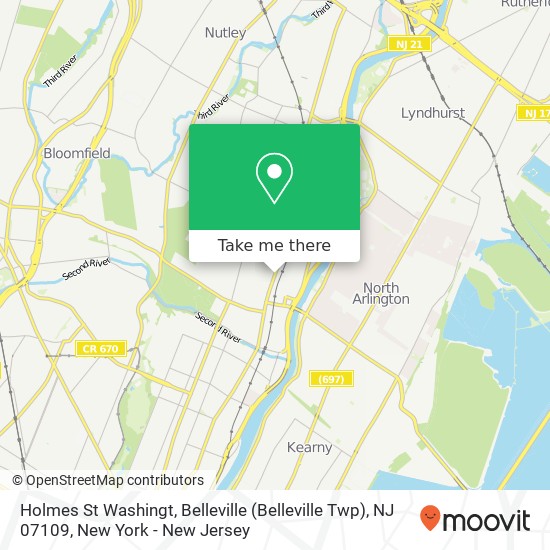 Mapa de Holmes St Washingt, Belleville (Belleville Twp), NJ 07109