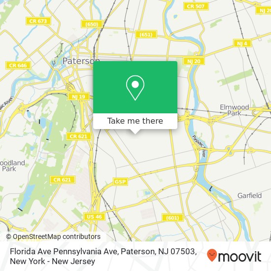 Florida Ave Pennsylvania Ave, Paterson, NJ 07503 map