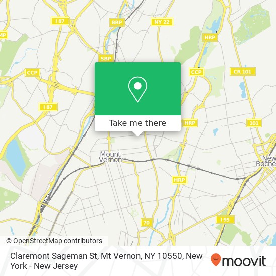 Mapa de Claremont Sageman St, Mt Vernon, NY 10550