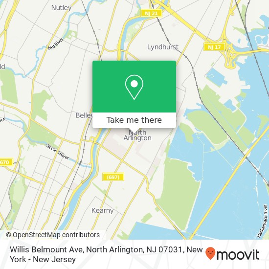 Mapa de Willis Belmount Ave, North Arlington, NJ 07031