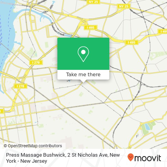 Mapa de Press Massage Bushwick, 2 St Nicholas Ave