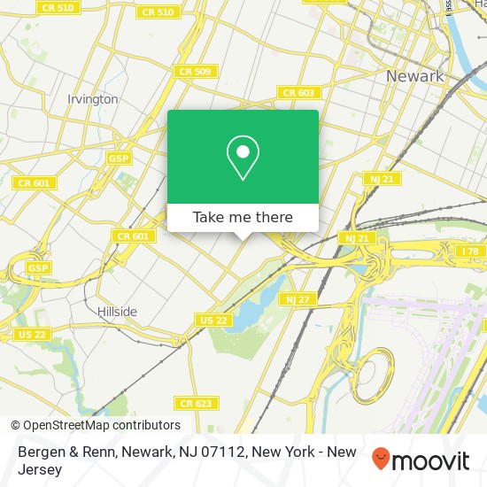 Mapa de Bergen & Renn, Newark, NJ 07112