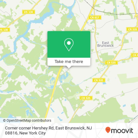 Mapa de Corner corner Hershey Rd, East Brunswick, NJ 08816