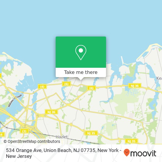 Mapa de 534 Orange Ave, Union Beach, NJ 07735