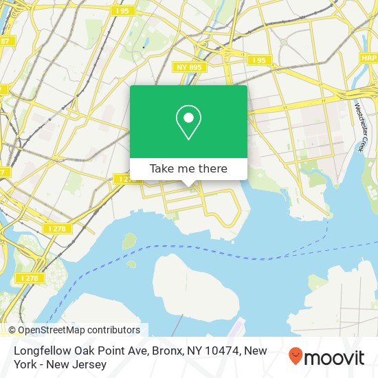 Mapa de Longfellow Oak Point Ave, Bronx, NY 10474