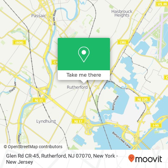 Mapa de Glen Rd CR-45, Rutherford, NJ 07070