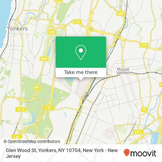 Mapa de Glen Wood St, Yonkers, NY 10704