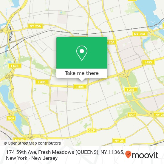 Mapa de 174 59th Ave, Fresh Meadows (QUEENS), NY 11365