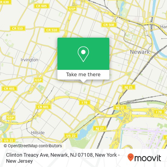 Mapa de Clinton Treacy Ave, Newark, NJ 07108