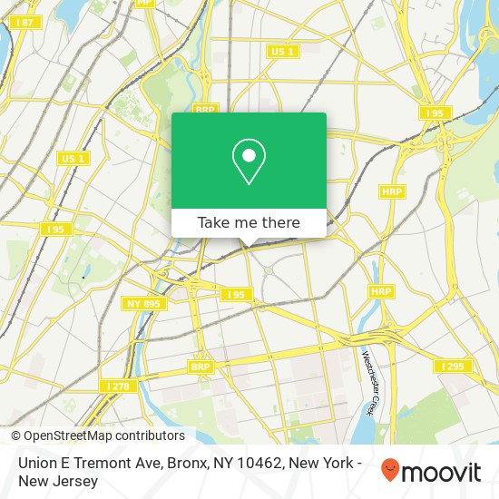 Mapa de Union E Tremont Ave, Bronx, NY 10462