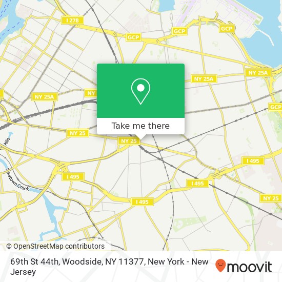 Mapa de 69th St 44th, Woodside, NY 11377