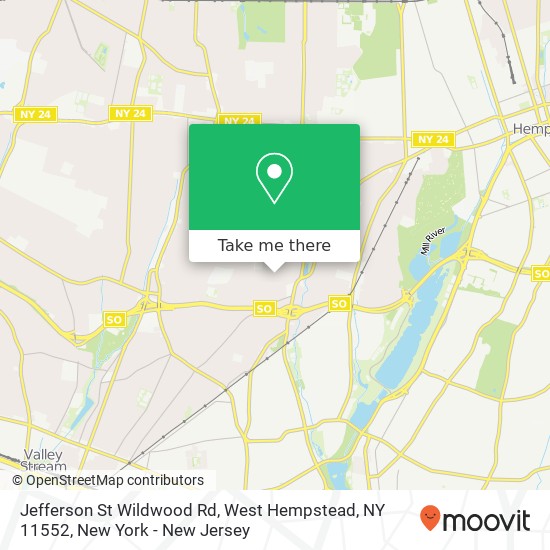 Mapa de Jefferson St Wildwood Rd, West Hempstead, NY 11552