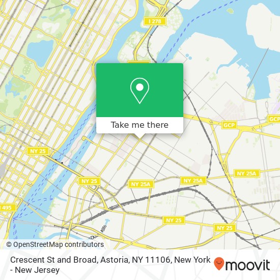 Mapa de Crescent St and Broad, Astoria, NY 11106