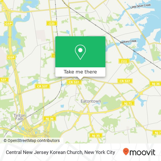 Mapa de Central New Jersey Korean Church