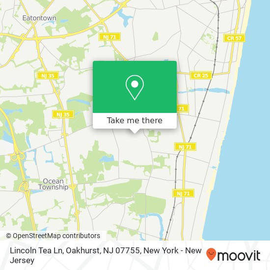 Mapa de Lincoln Tea Ln, Oakhurst, NJ 07755