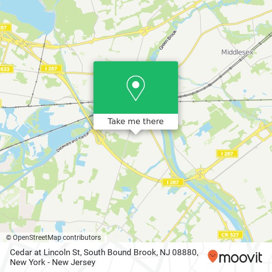 Mapa de Cedar at Lincoln St, South Bound Brook, NJ 08880