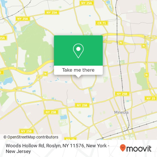 Mapa de Woods Hollow Rd, Roslyn, NY 11576