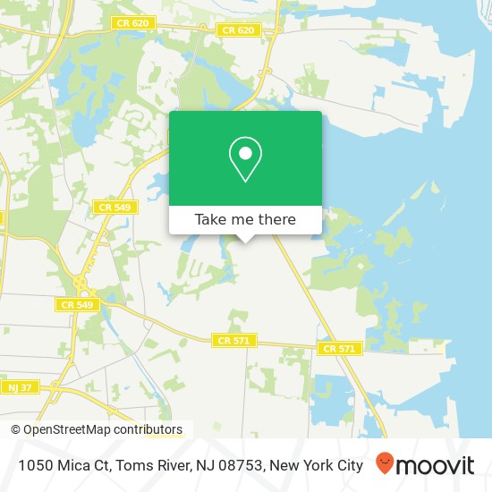 Mapa de 1050 Mica Ct, Toms River, NJ 08753