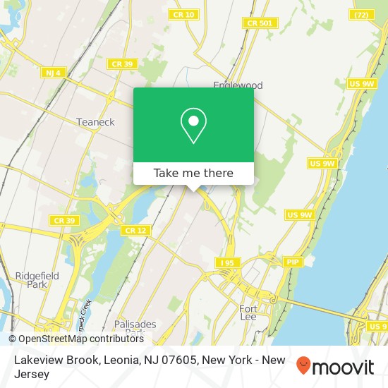 Mapa de Lakeview Brook, Leonia, NJ 07605