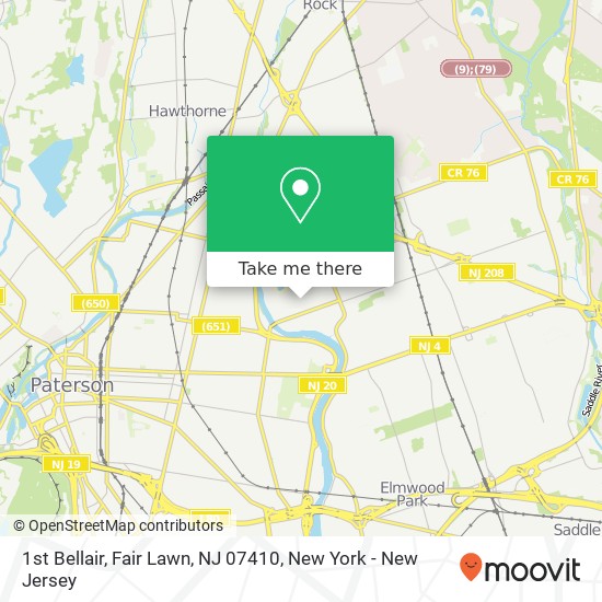 Mapa de 1st Bellair, Fair Lawn, NJ 07410