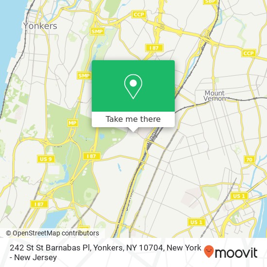 Mapa de 242 St St Barnabas Pl, Yonkers, NY 10704