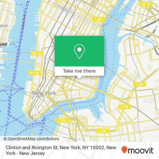 Clinton and Rivington St, New York, NY 10002 map