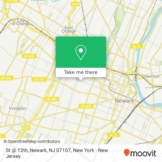 Mapa de St @ 12th, Newark, NJ 07107