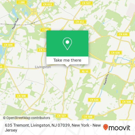 Mapa de 635 Tremont, Livingston, NJ 07039