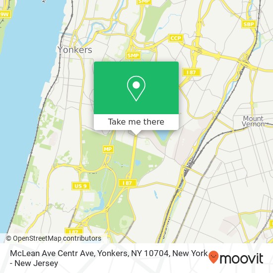 Mapa de McLean Ave Centr Ave, Yonkers, NY 10704