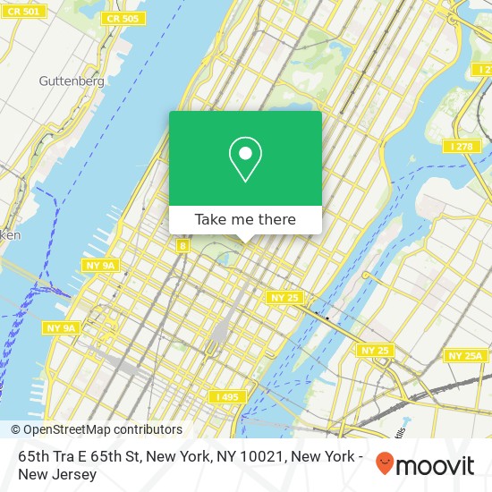 65th Tra E 65th St, New York, NY 10021 map