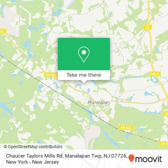 Mapa de Chaucer Taylors Mills Rd, Manalapan Twp, NJ 07726