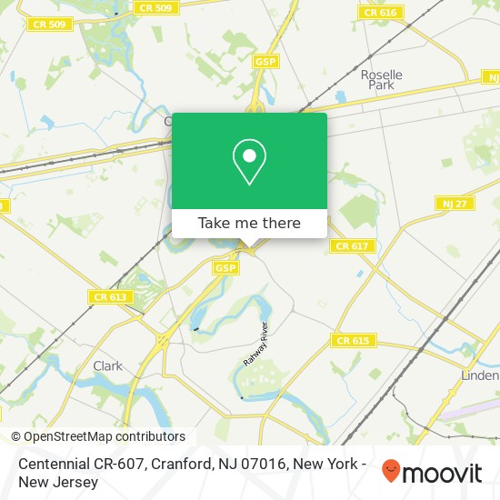 Mapa de Centennial CR-607, Cranford, NJ 07016