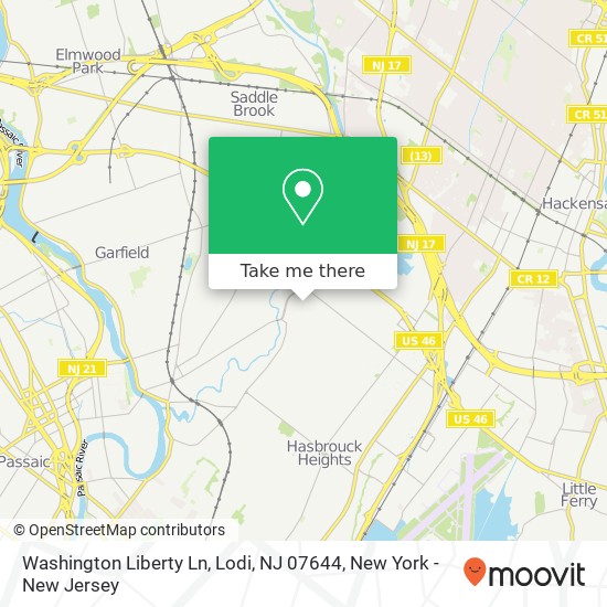 Mapa de Washington Liberty Ln, Lodi, NJ 07644
