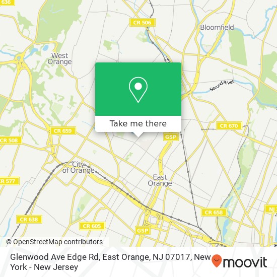 Mapa de Glenwood Ave Edge Rd, East Orange, NJ 07017