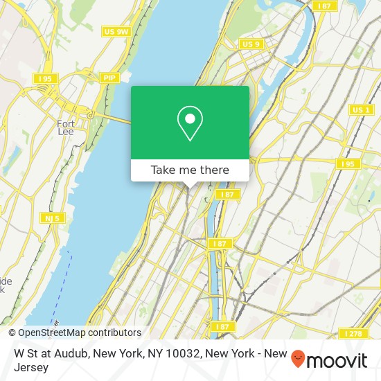 W St at Audub, New York, NY 10032 map