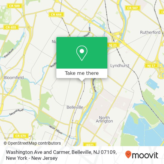 Mapa de Washington Ave and Carmer, Belleville, NJ 07109