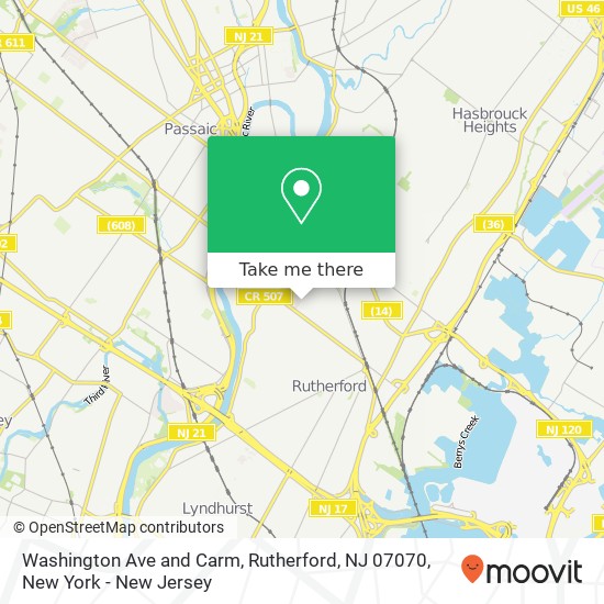 Mapa de Washington Ave and Carm, Rutherford, NJ 07070